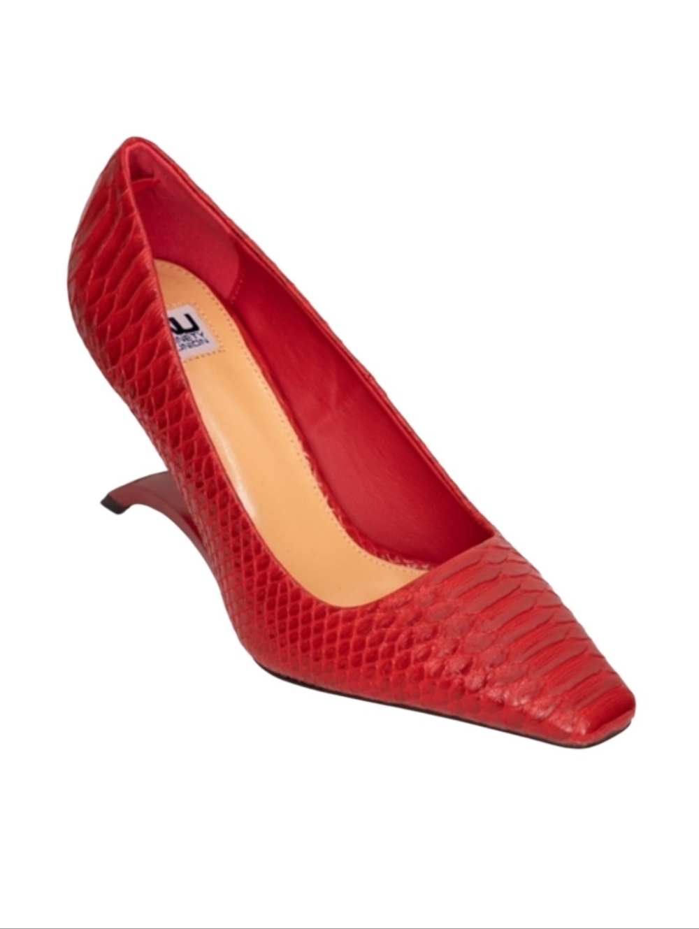 Sizes10-12 Red Classy Comfy Stulish Sculptural Heel Pump Leather Shoes